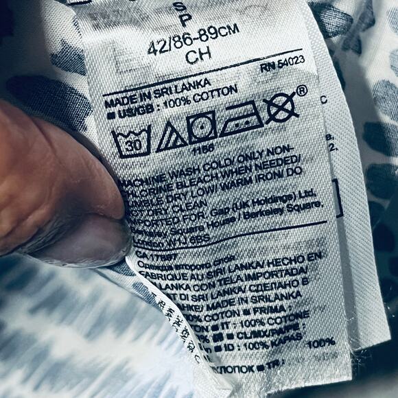 Banana Republic Blouse Button Up Dillon Shirt Blue Print Career Office Cotton S - Picture 4 of 4